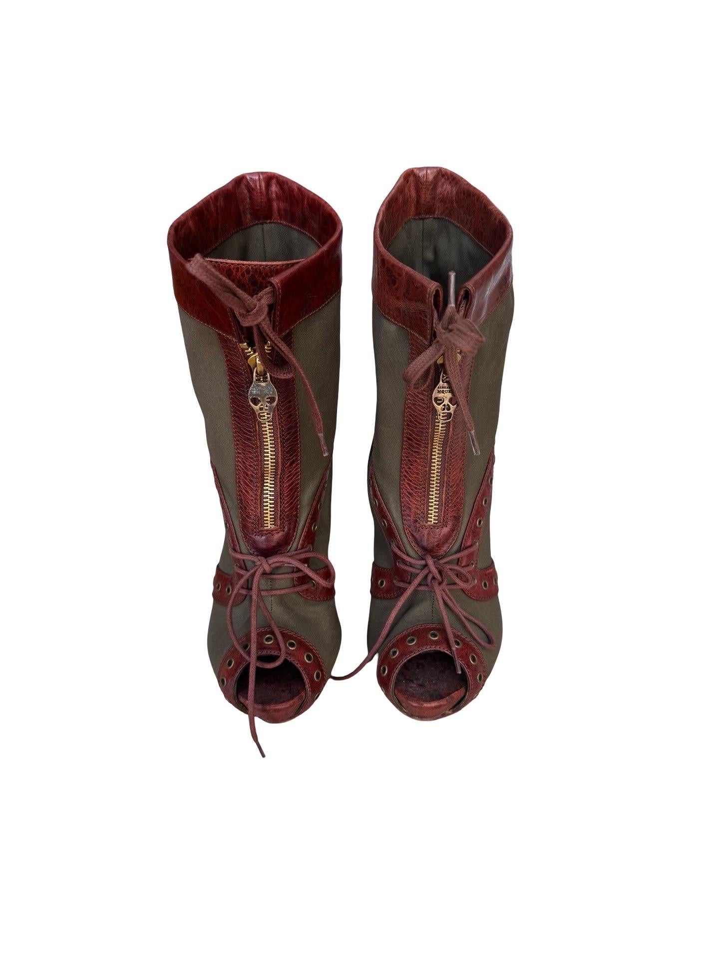 Black Y2K Alexander McQueen Canvas Booties For Sale
