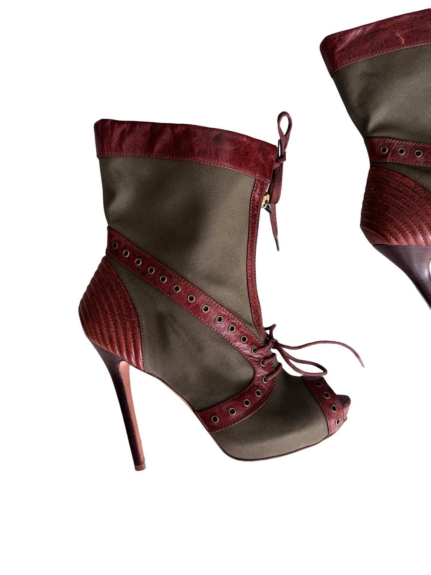 Y2K Alexander McQueen Canvas Booties For Sale 2