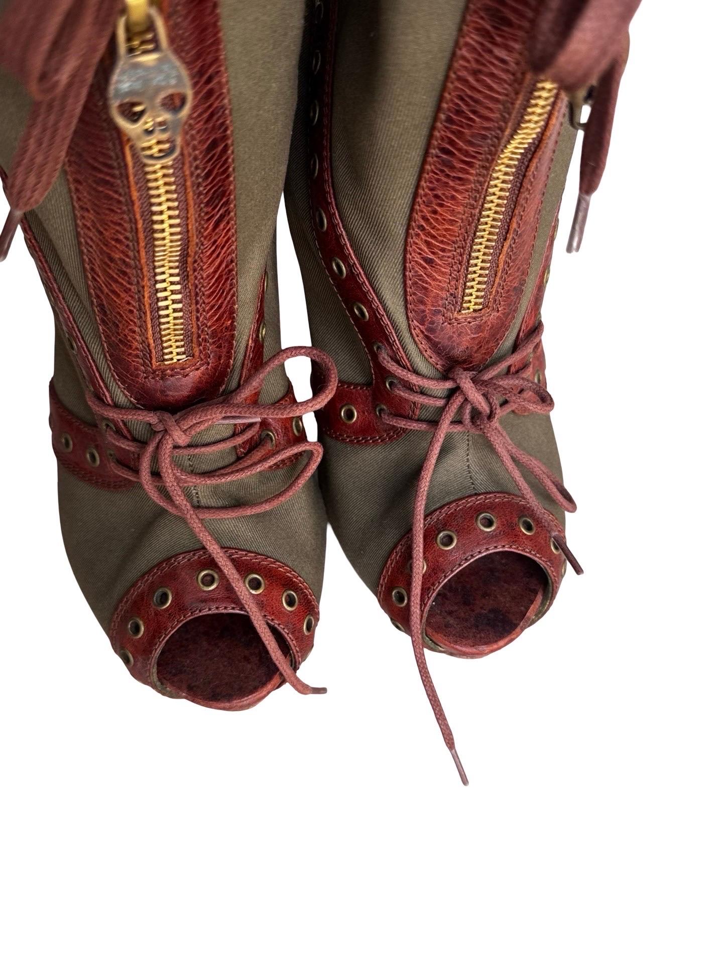 Y2K Alexander McQueen Canvas Booties For Sale 3
