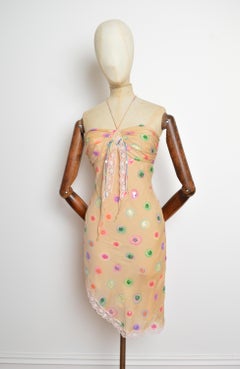 Y2K Artisan Hand Dyed 2000's Sequinned Asymmetric hemline Mini Dress