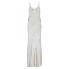 Y2K Blumarine Bias Cut Jersey Cream Slip Dress