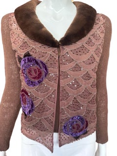 Y2K Blumarine Embroidered Angora Tank and Cardigan Fur Twinset