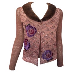 Y2K Blumarine Embroidered Angora Tank and Cardigan Fur Twinset