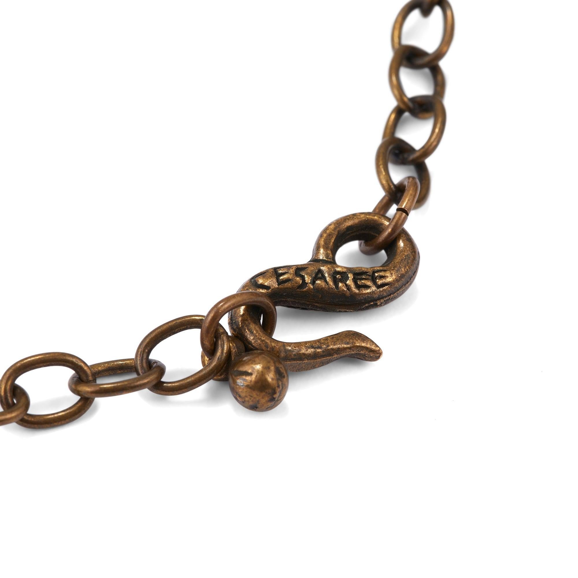 Y2K Cesaree of Paris Collier bohème en bronze et bois Pour femmes en vente