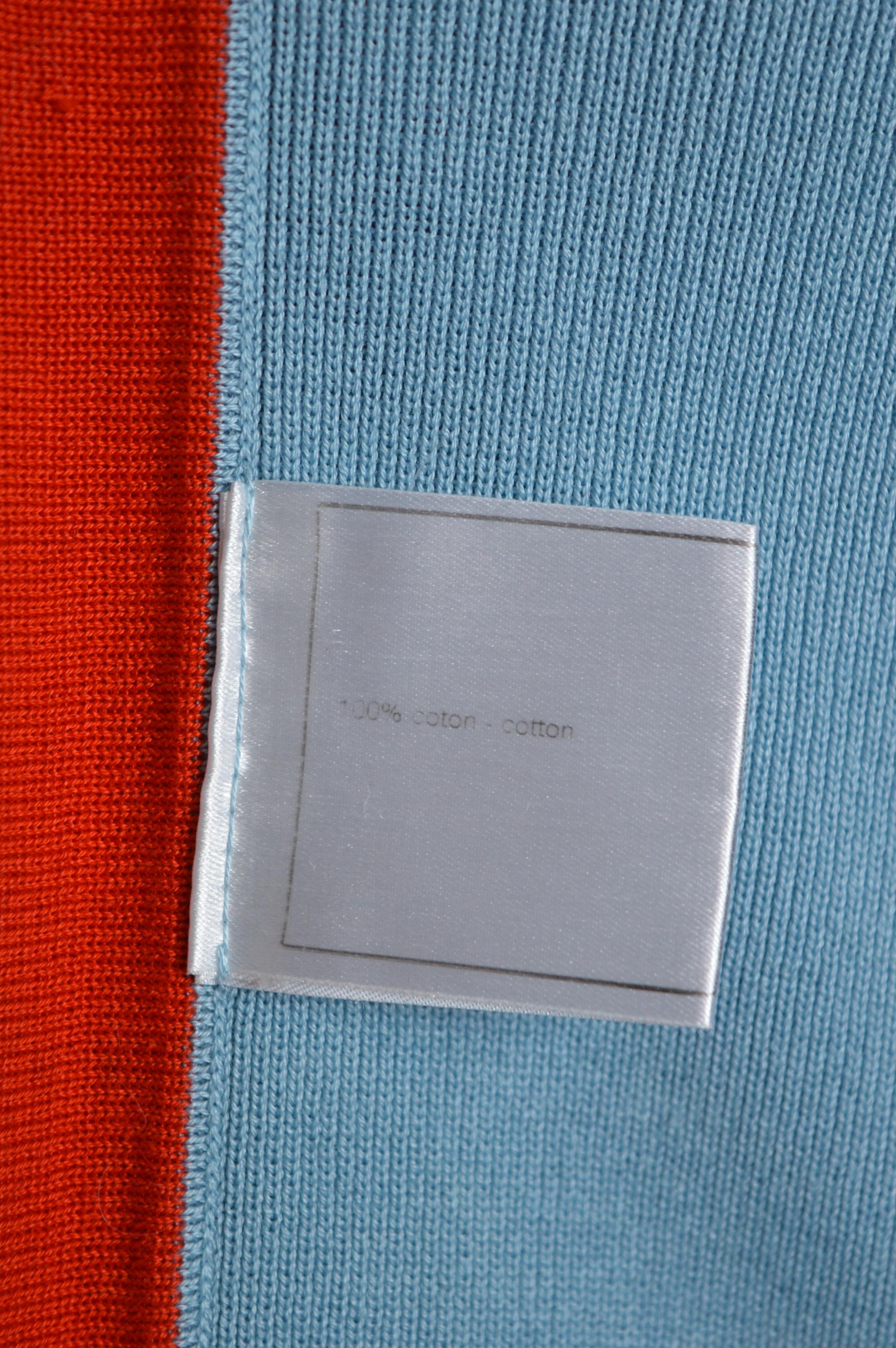 Y2k Chanel 2002 Baby Blue & Orange knit Sleeveless Sweater - Tank top vest 5