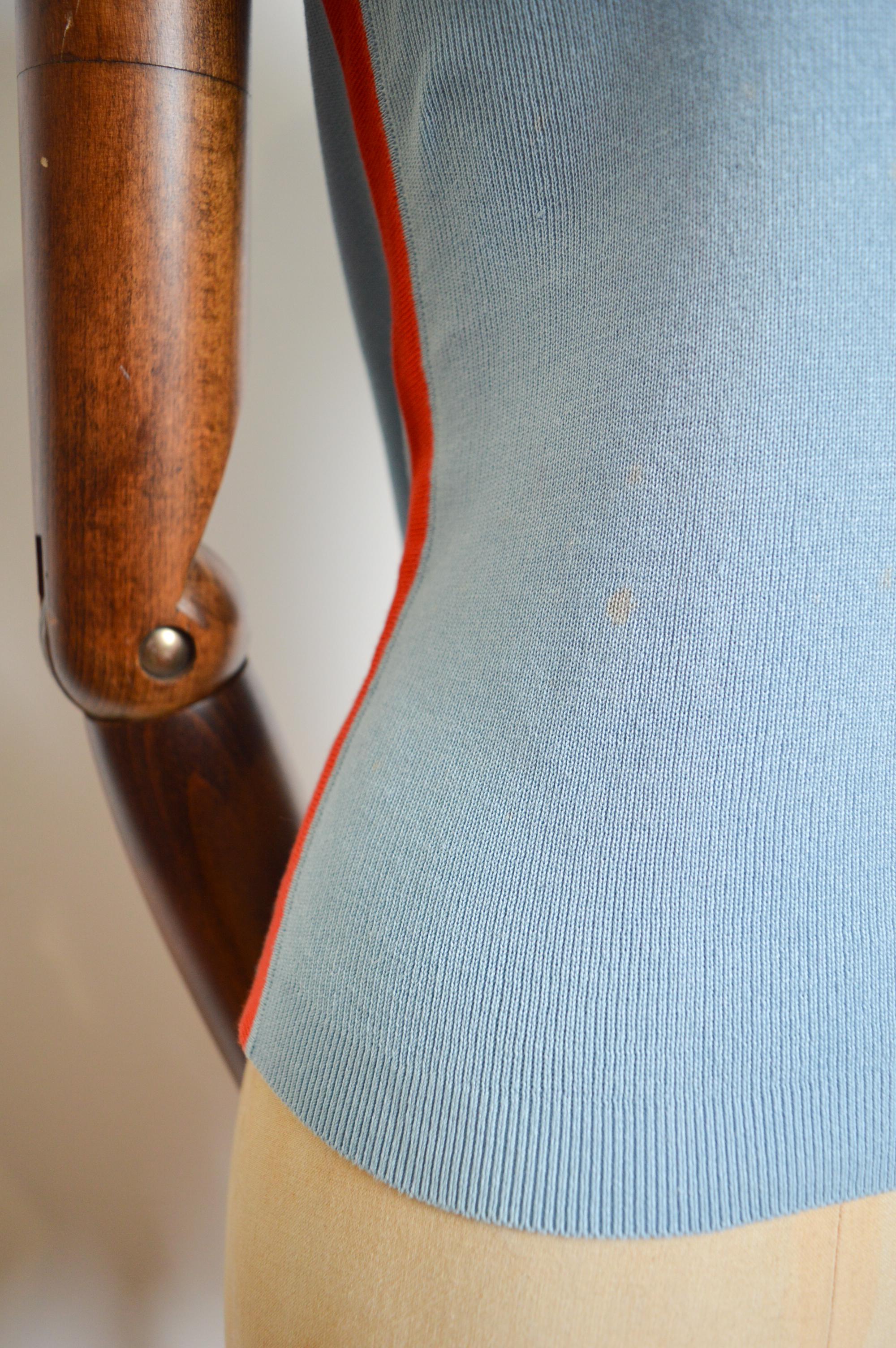 Y2k Chanel 2002 Baby Blue & Orange knit Sleeveless Sweater - Tank top vest 7