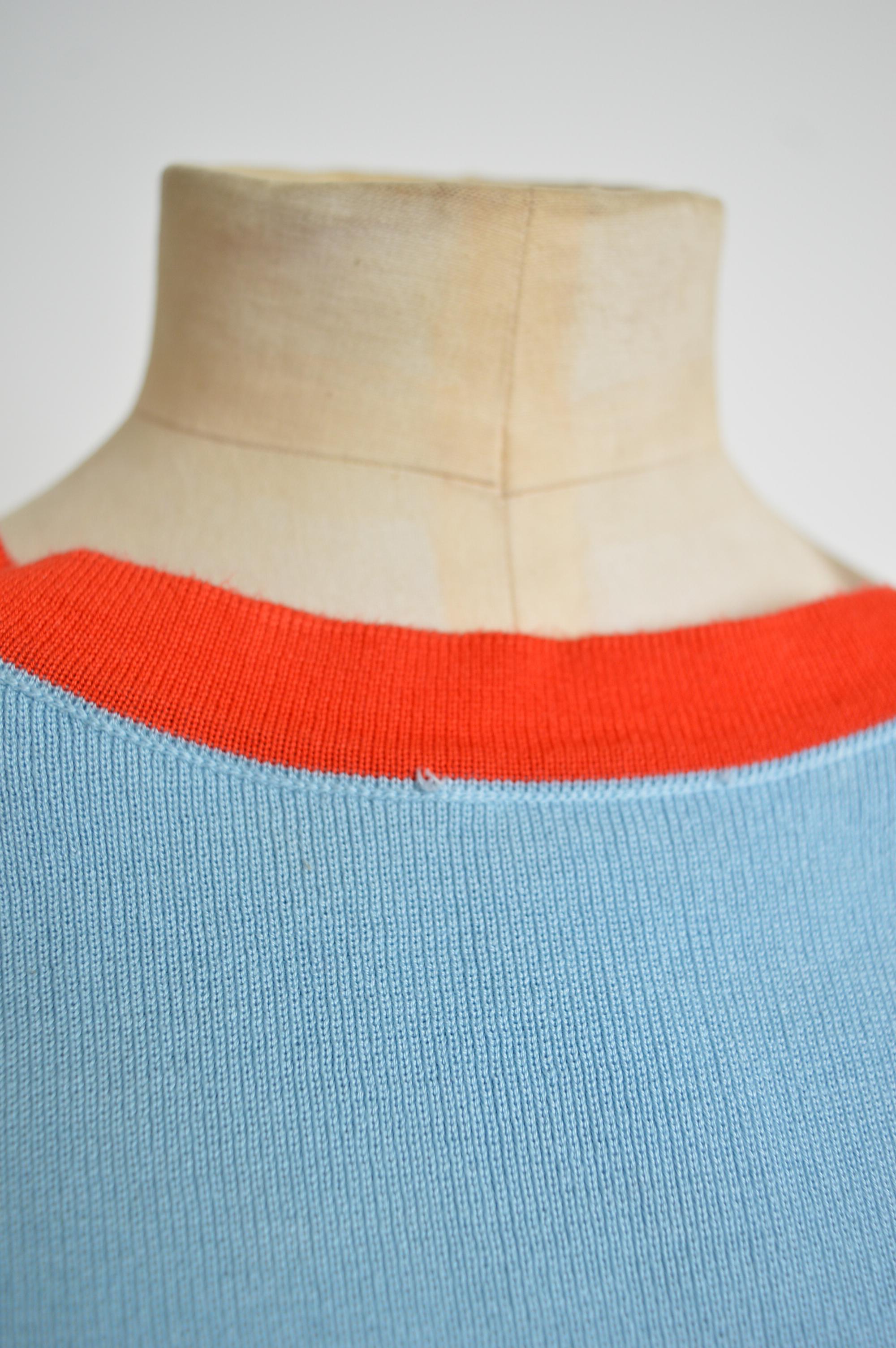 Y2k Chanel 2002 Baby Blue & Orange knit Sleeveless Sweater - Tank top vest 9