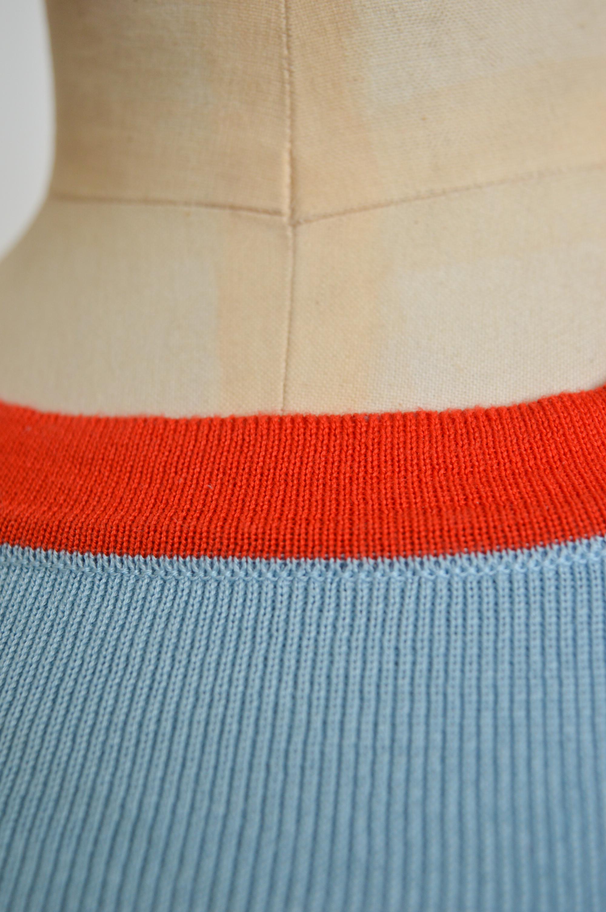Y2k Chanel 2002 Baby Blue & Orange knit Sleeveless Sweater - Tank top vest In Fair Condition In Sheffield, GB
