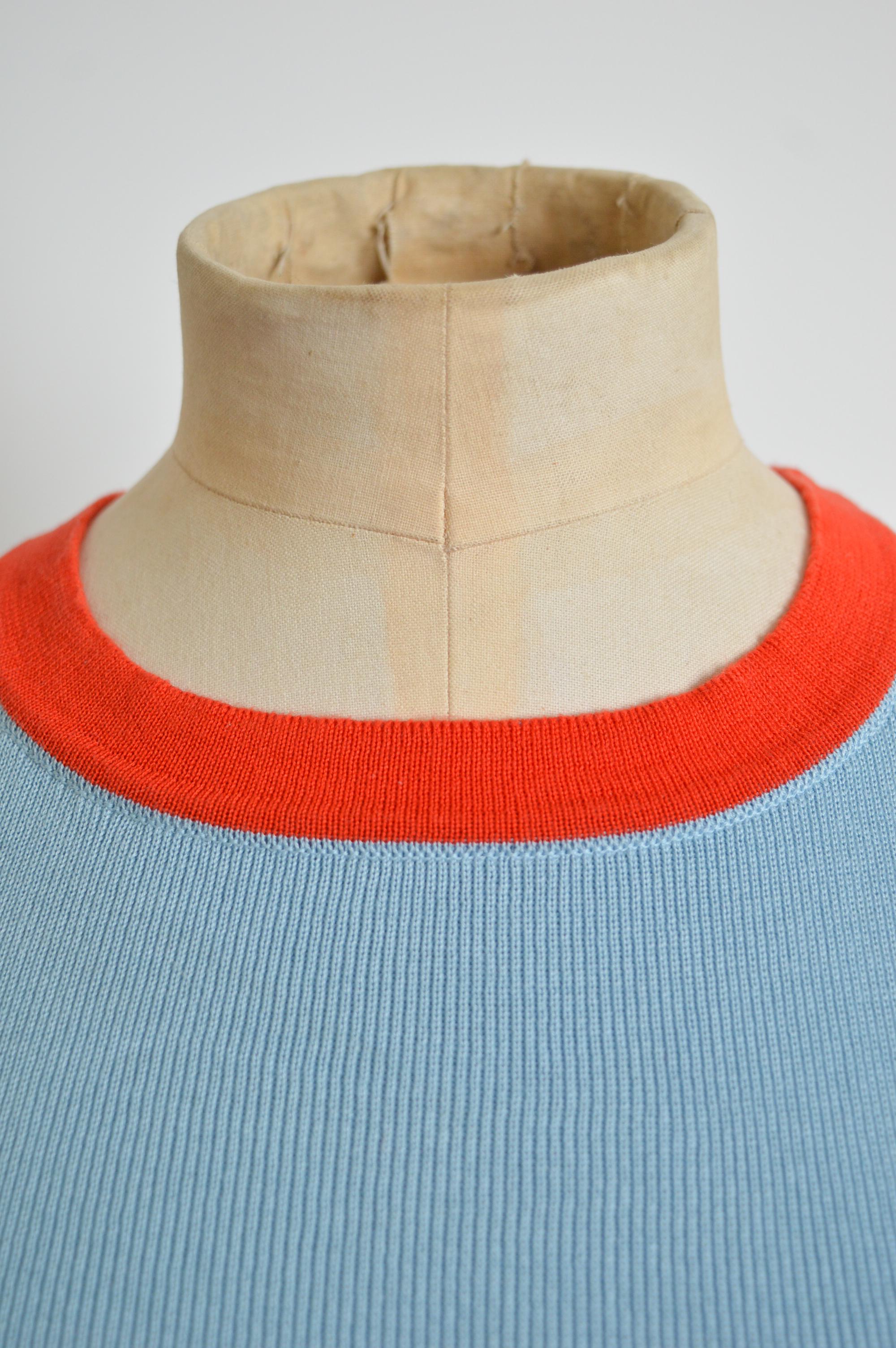 Y2k Chanel 2002 Baby Blue & Orange knit Sleeveless Sweater - Tank top vest 2