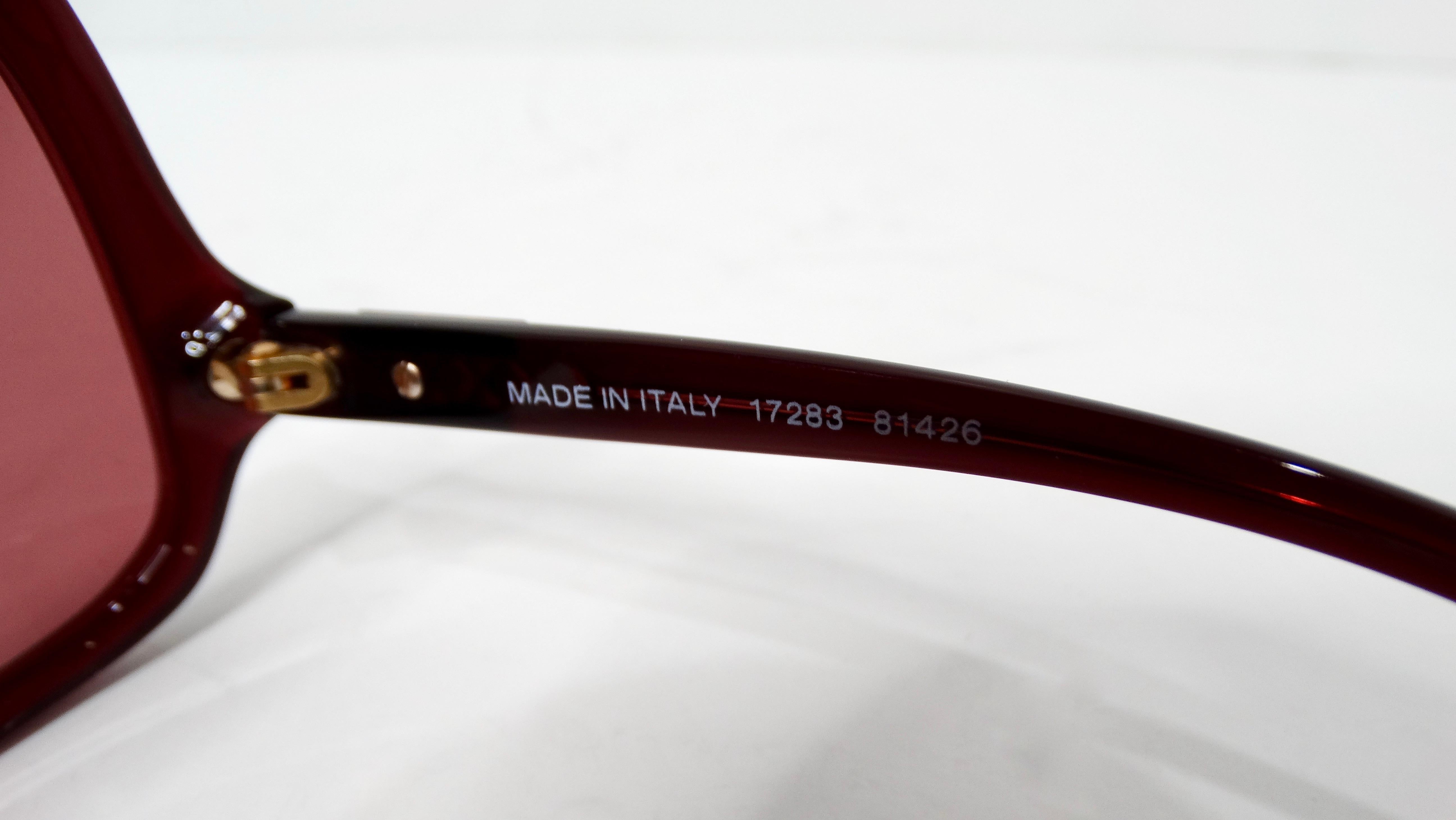 Y2K Chanel Rojo Gafas de sol redondas tintadas oversize en venta 2