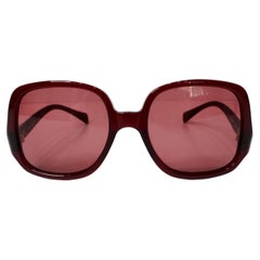 Y2K Chanel Rojo Gafas de sol redondas tintadas oversize