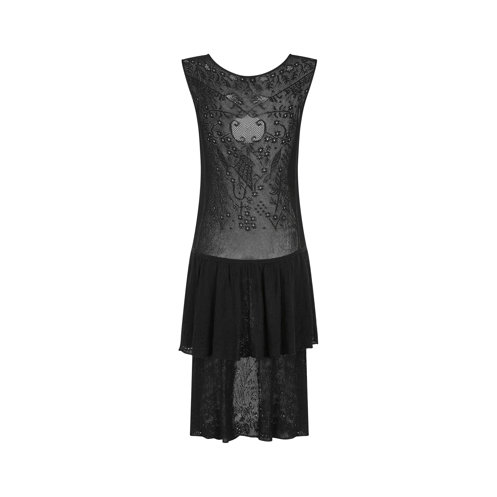 Women's Y2K Chanel Sleeveless Black Floral Fine Knitted Buttoned Dress For Sale