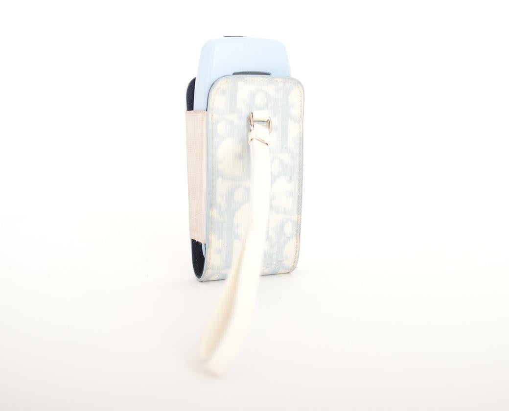 Y2K Christian Dior 2000'S Pale Blue Trotter Flip Phone Pouch Wristlet Case For Sale 1