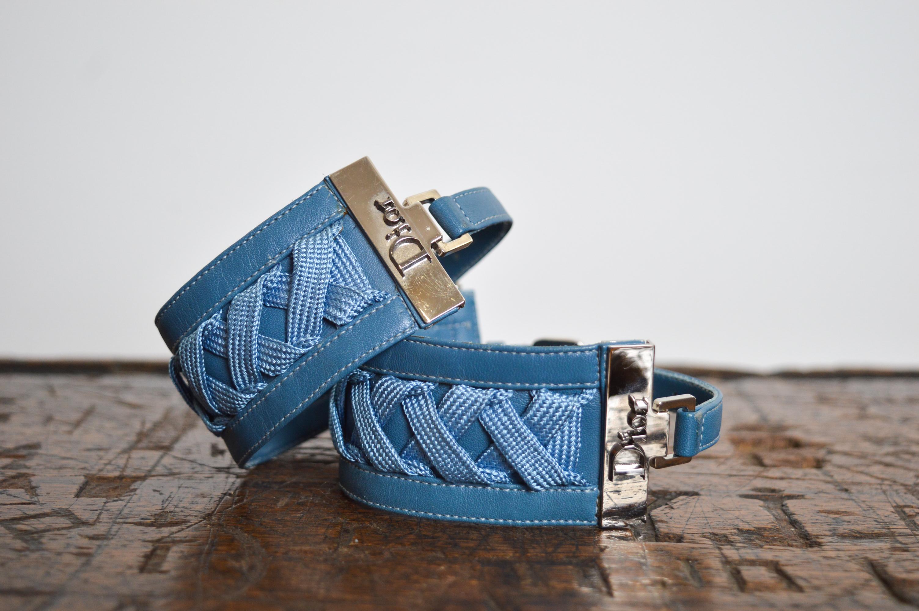 Y2k Christian Dior by Galliano Pale blue denim ‘admit it’ High heels ankle boots For Sale 3