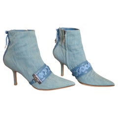 Y2k Christian Dior by Galliano Pale blue denim ‘admit it’ High heels ankle boots