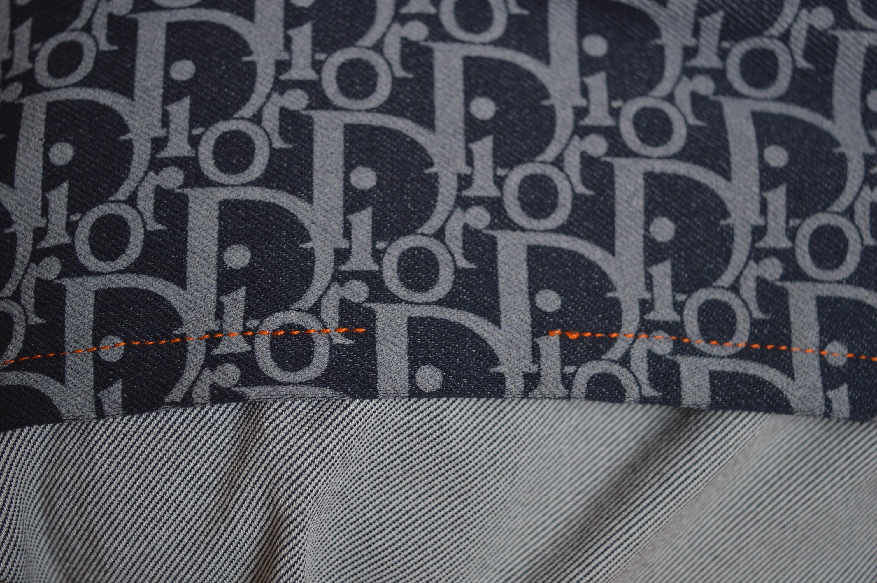 Y2k Christian Dior By John Galliano Blue & orange trotter monogram mini skirt For Sale 7