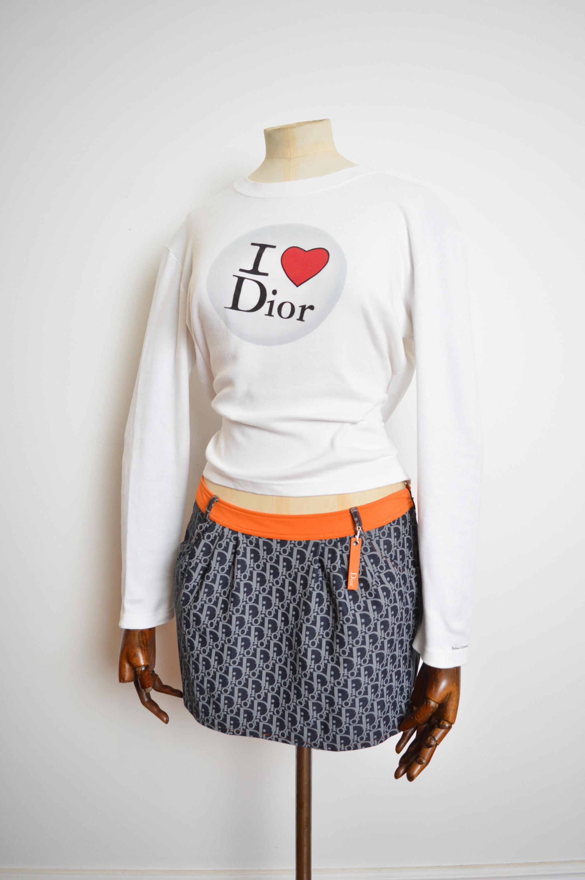 Y2k Christian Dior By John Galliano Blue & orange trotter monogram mini skirt In Good Condition For Sale In Sheffield, GB
