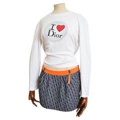 Y2k Christian Dior By John Galliano Blue & orange trotter monogram mini gonna