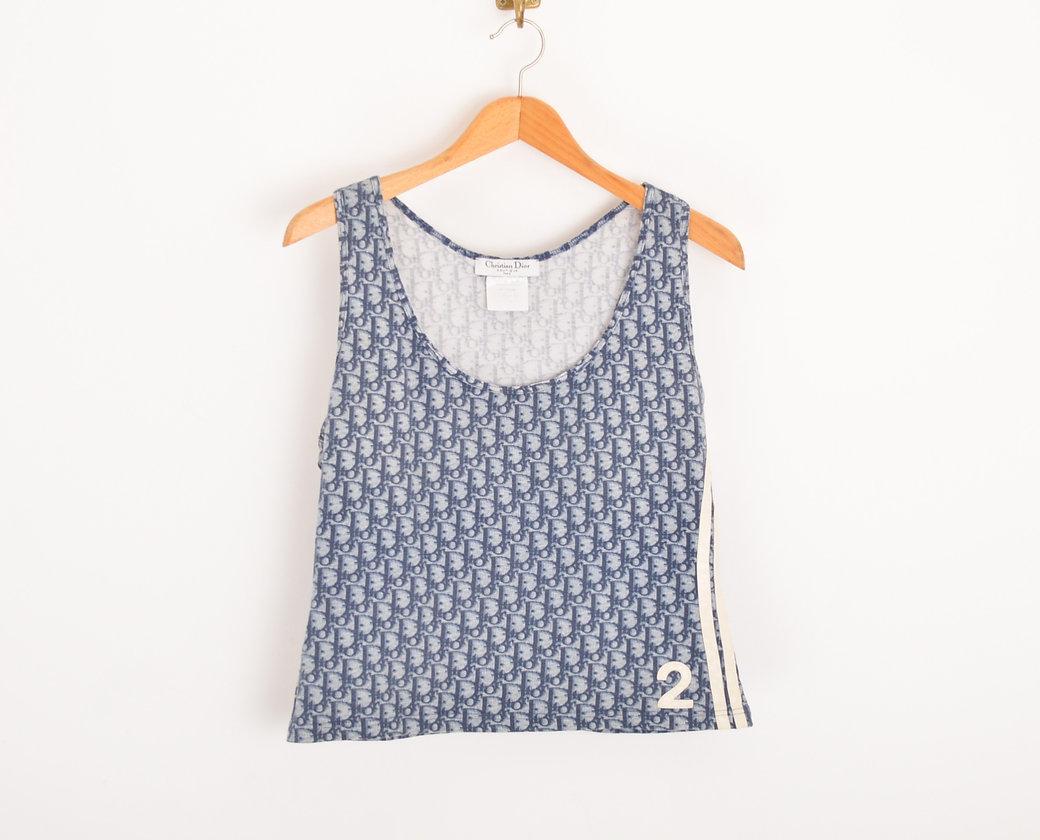 Y2K Christian Dior By John Galliano Blue Trotter Vest Tank Top In Good Condition In Sheffield, GB