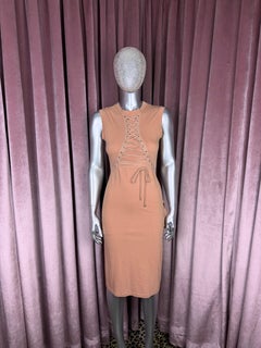 Y2K Christian Dior by John Galliano Pink Lace Up Sleeveless Jersey Dress