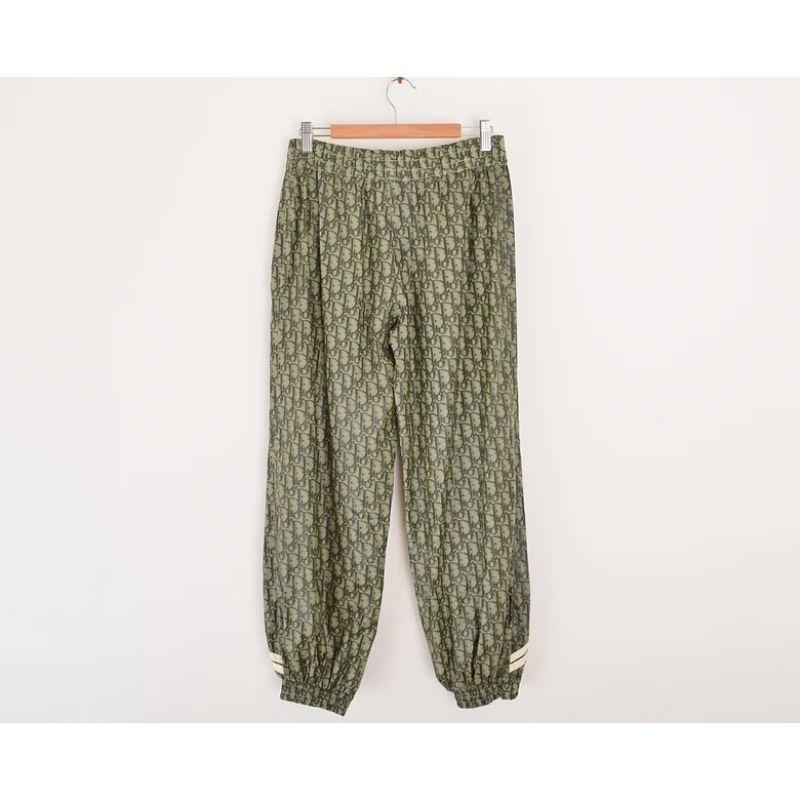 Y2k Christian Dior Galliano Era Green Trotter Print Jogger Harem Pants In Good Condition In Sheffield, GB