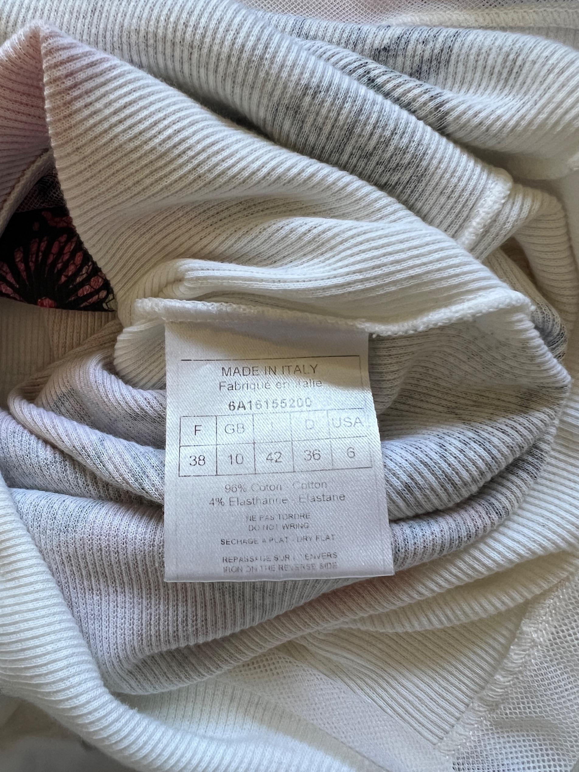Y2K Christian Dior Ribbed Cotton and Mesh T-Shirt For Sale 1