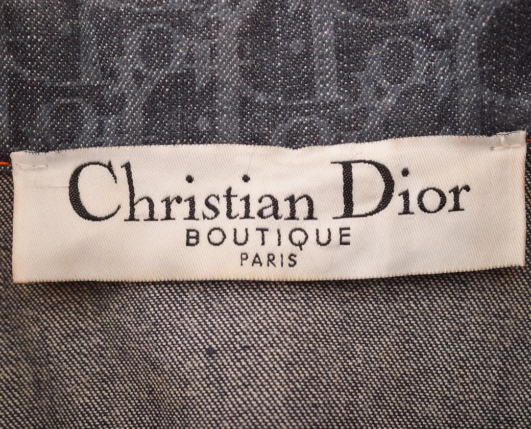 Y2K Christian Dior Spring 2006 Blue Denim Trotter Print Trench Coat For Sale 4