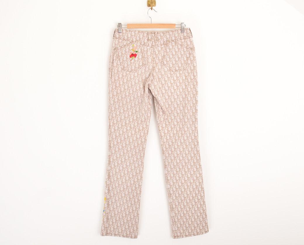 Y2K Christian Dior Ss/2005 Trotter Print Monogram Low Waisted Jeans For Sale 4