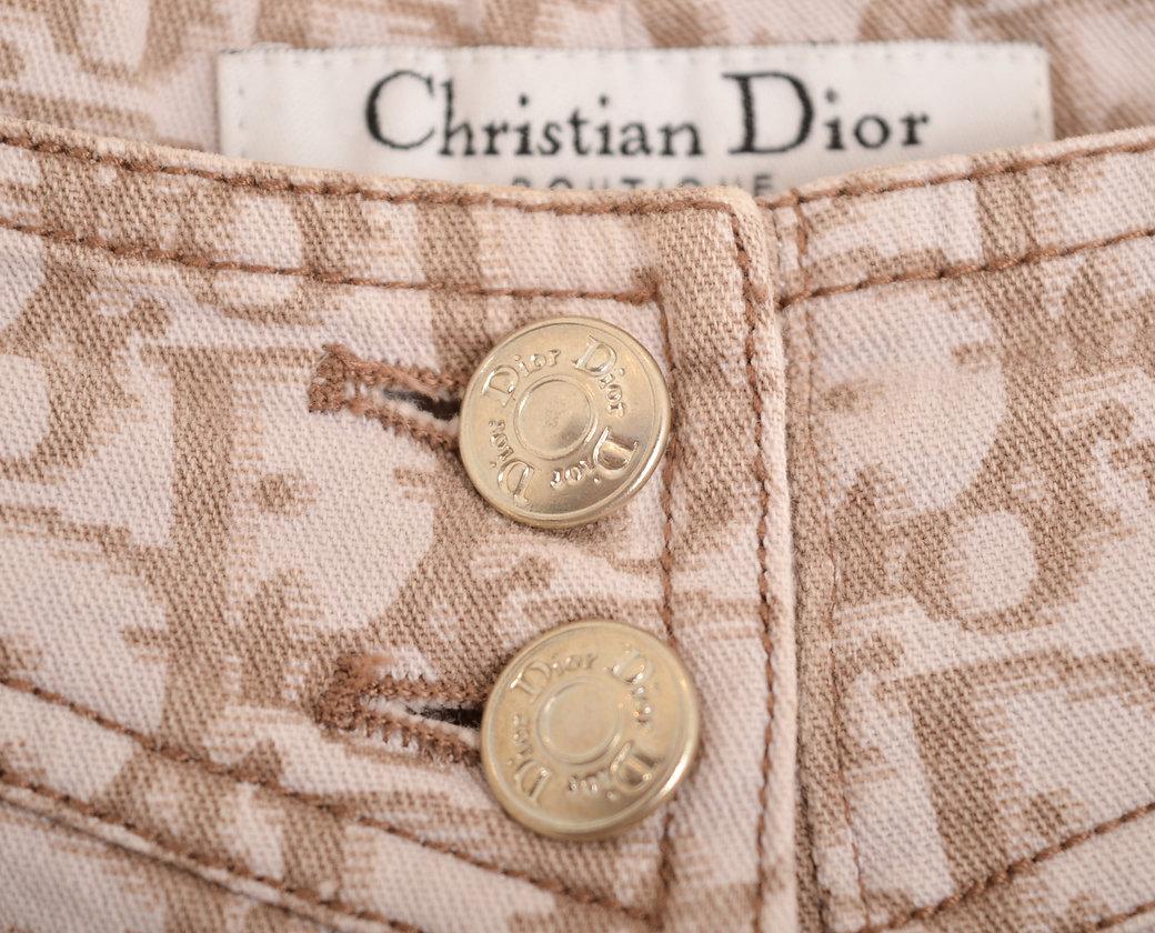 Y2K Christian Dior Ss/2005 Trotter Print Monogram Low Waisted Jeans For Sale 2