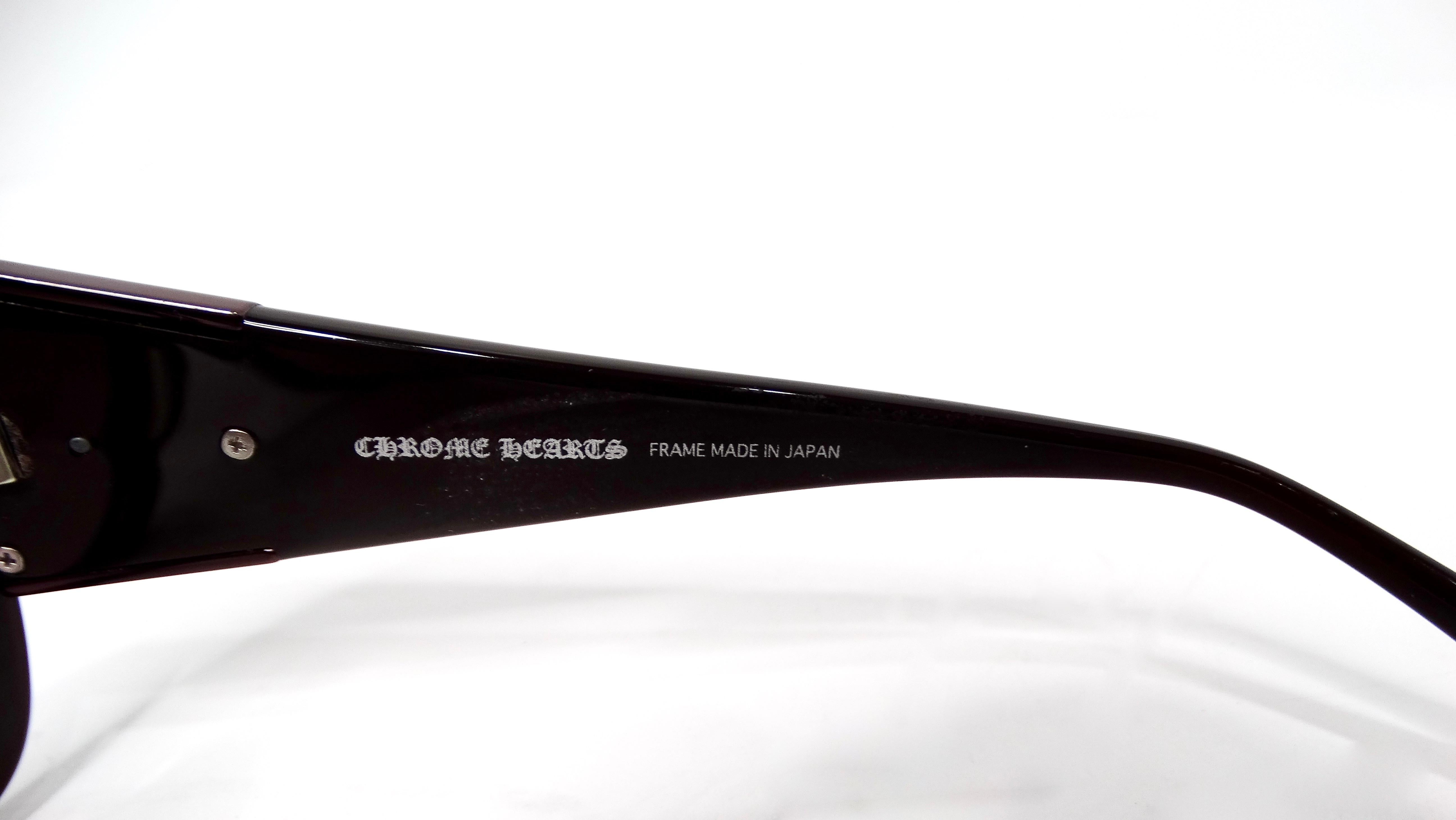Y2K Chrome Hearts Oversized Chinnutz Black & Purple Tinted Lens Sunglasses For Sale 1