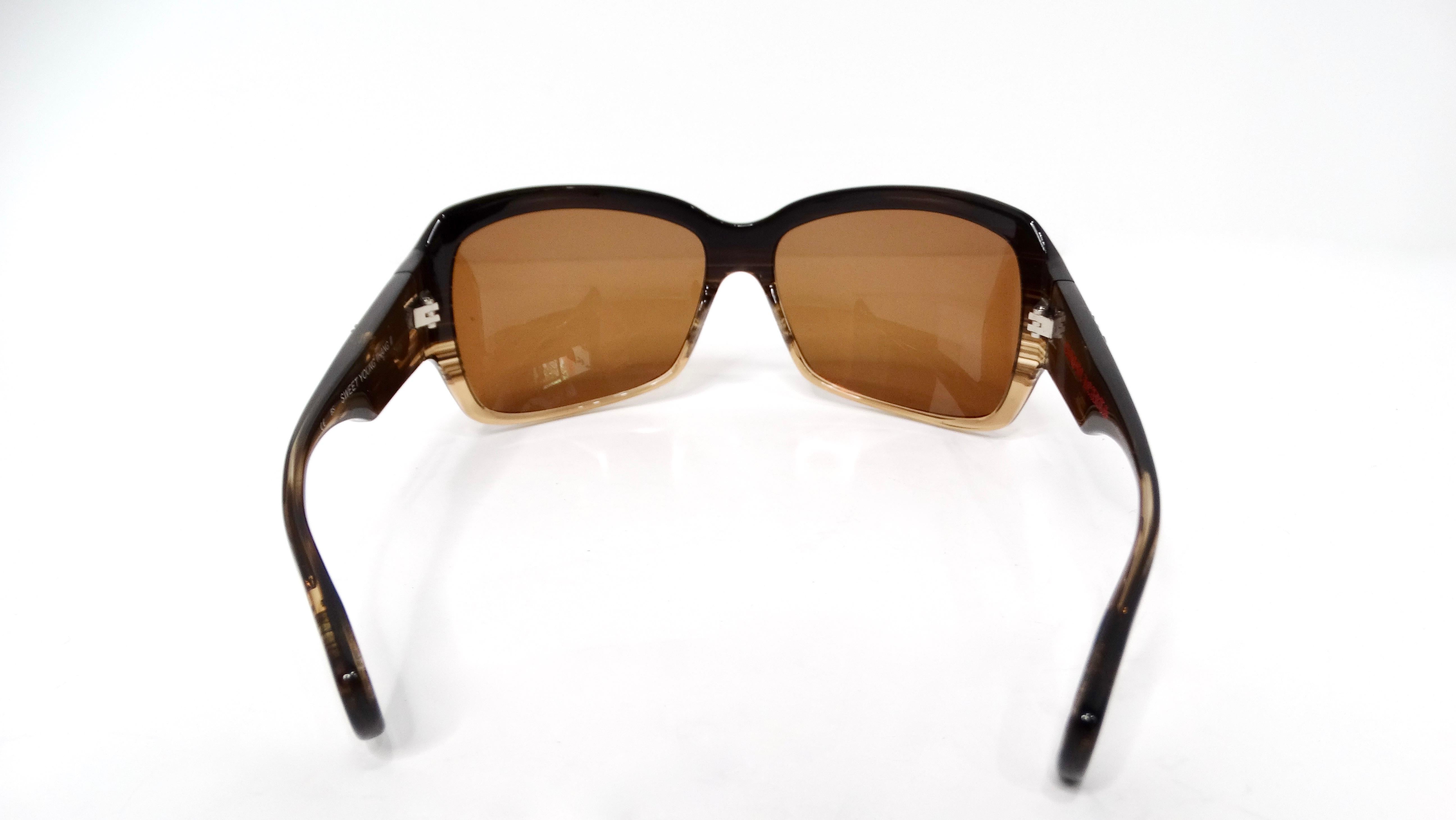 Y2K Chrome Hearts Sweet Young Thang II Oversized Brown Acetate Sunglasses Damen im Angebot
