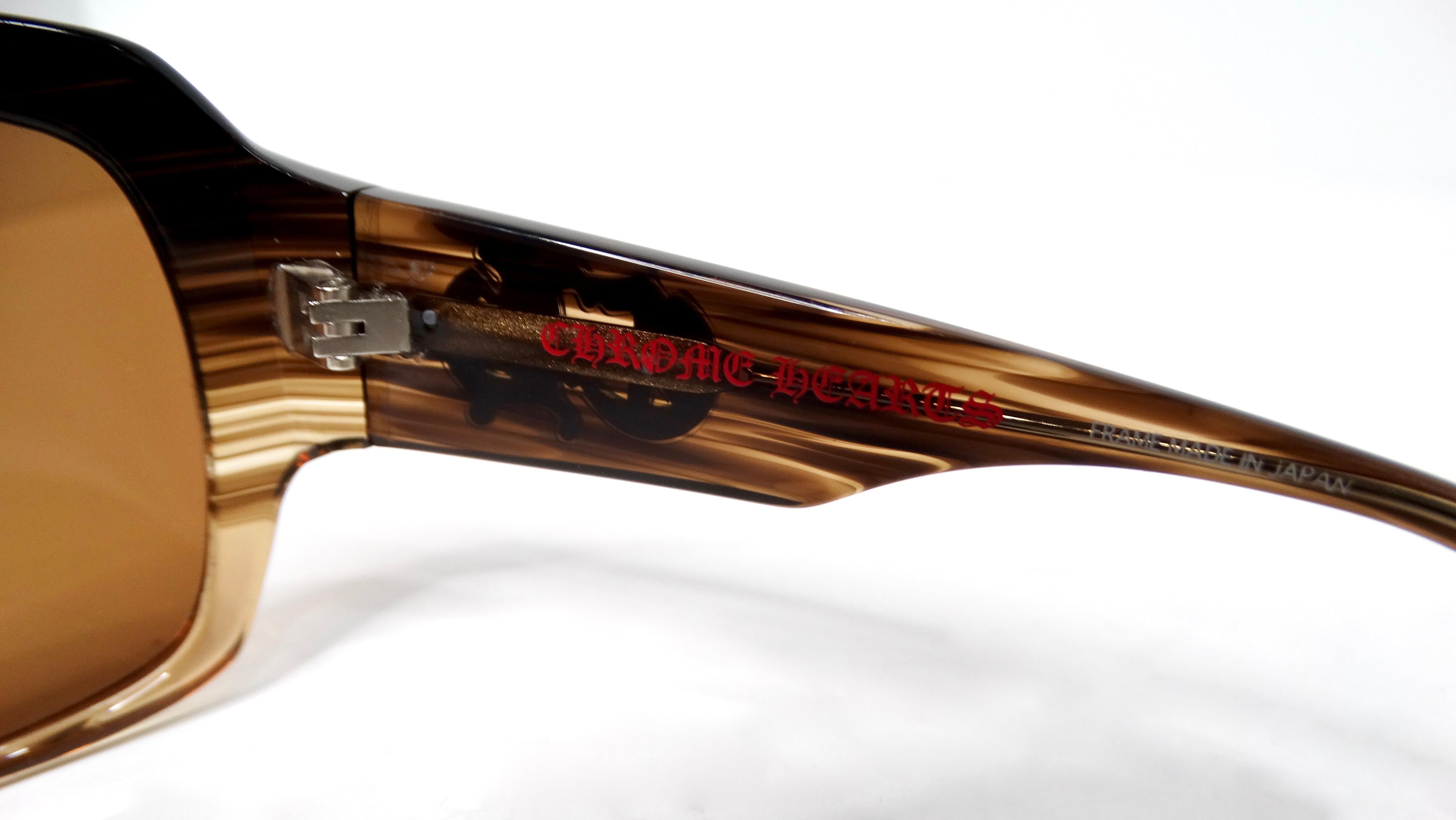 Y2K Chrome Hearts Sweet Young Thang II Oversized Brown Acetate Sunglasses im Angebot 2