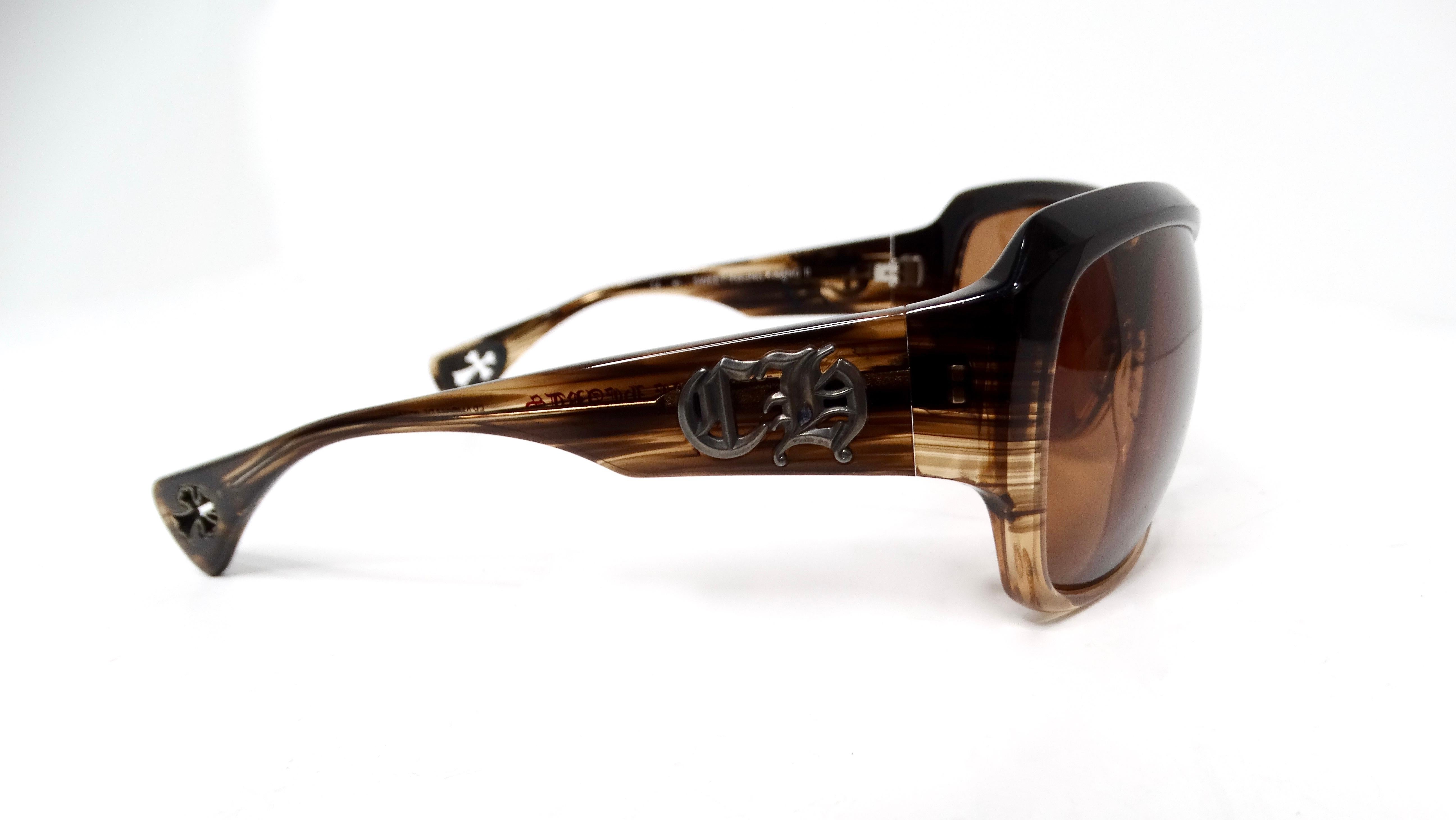 Y2K Chrome Hearts Sweet Young Thang II Oversized Brown Acetate Sunglasses im Angebot 3