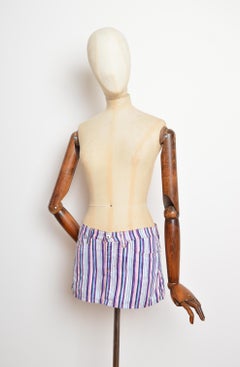 Y2K Dolce & Gabbana 2000’s Low Rise Striped Colourful Micro Mini Skirt