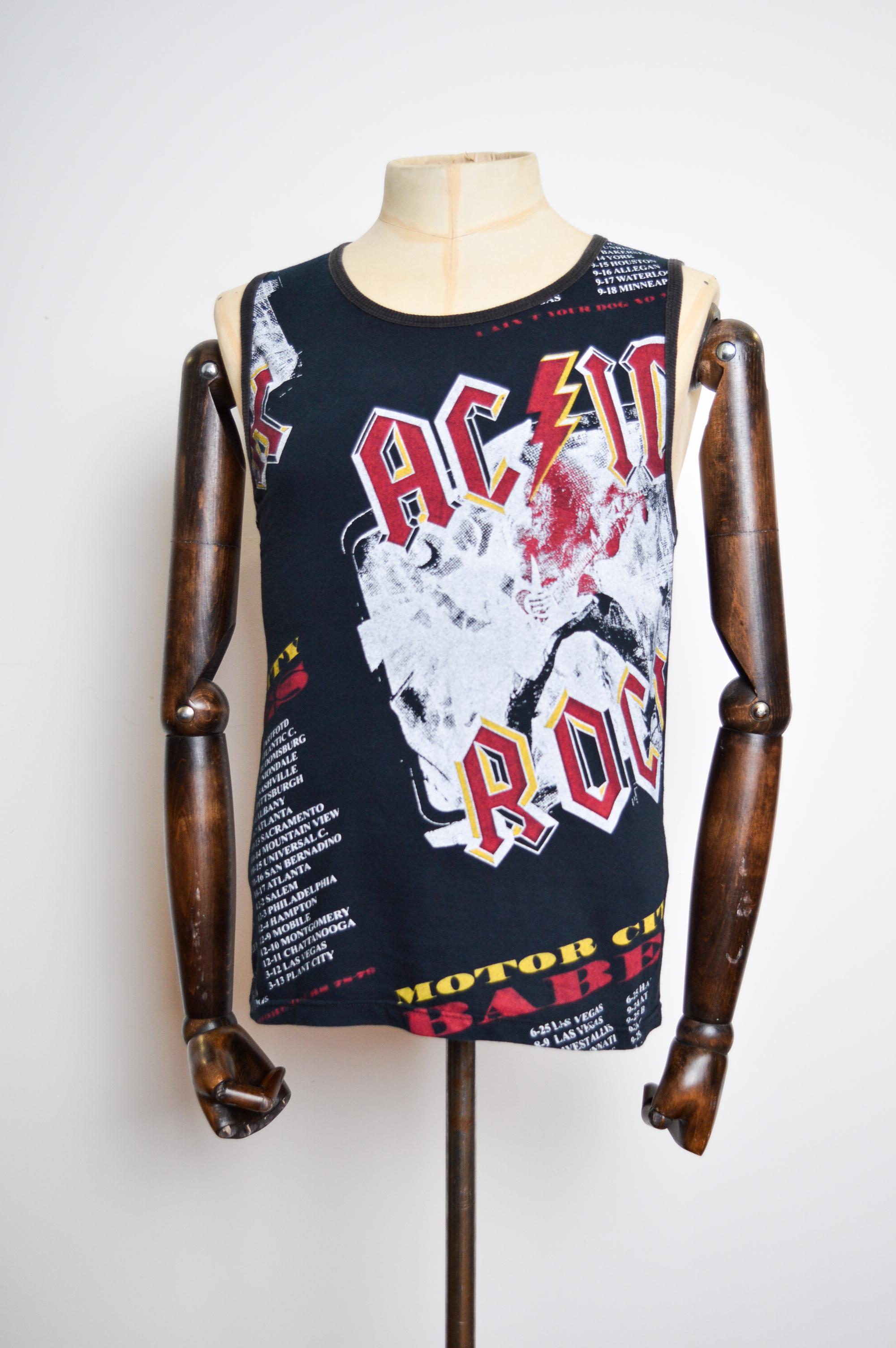 Y2k DOLCE & GABBANA 2001 Rock Print ACDC sleeveless Vest Top - Singlet Tank Top In Fair Condition For Sale In Sheffield, GB