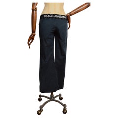 Pantaloni Dolce & Gabbana vintage anni 2000, in cotone nero, a vita bassa con logo - Y2k