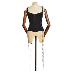 Y2k Donatella Versace era Black lace up sexy Camisole - Corset Tank Top