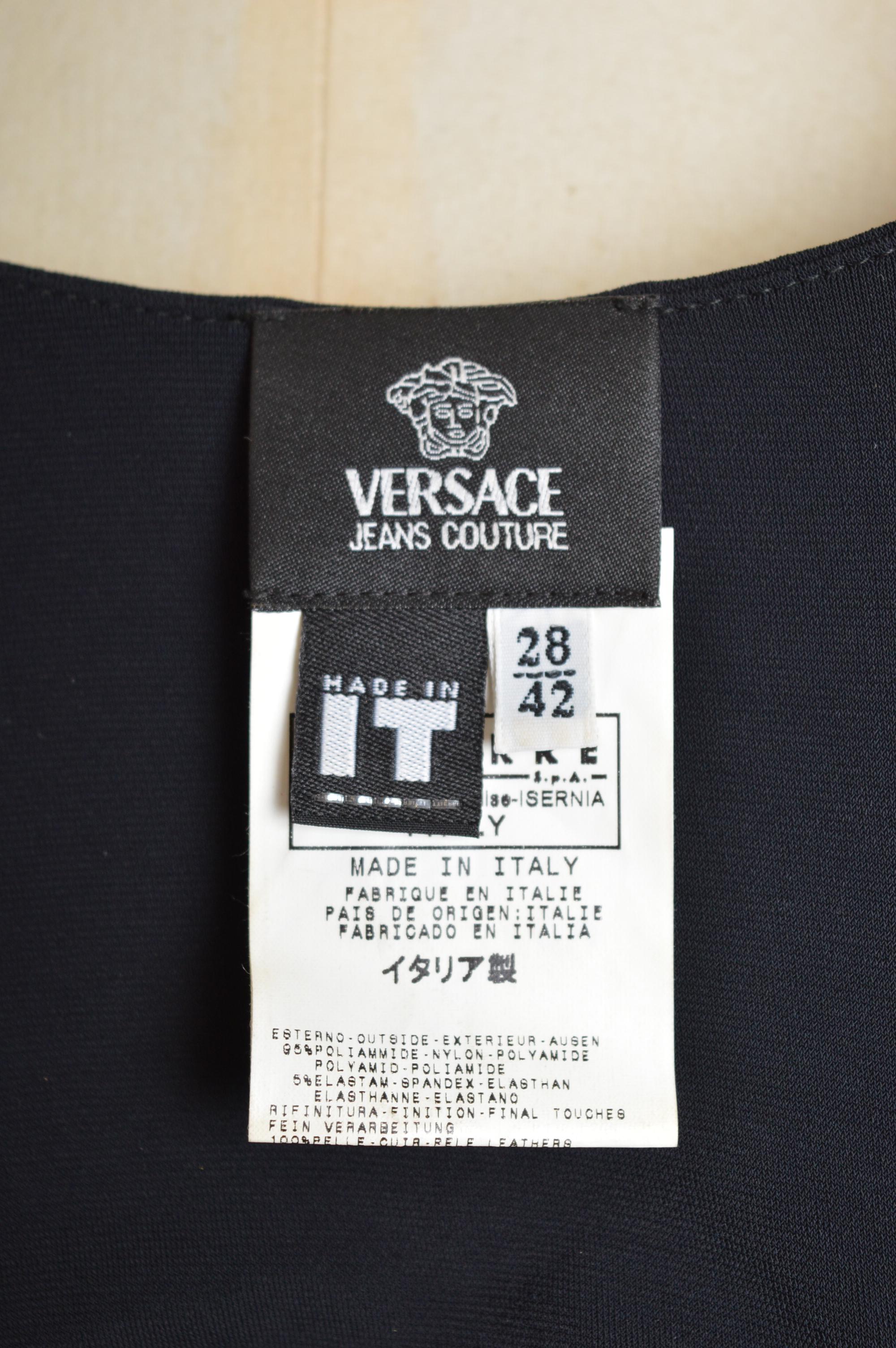 Y2k Donatella Versace One Sleeve / Shoulder 2000's Black Chain Dress For Sale 8