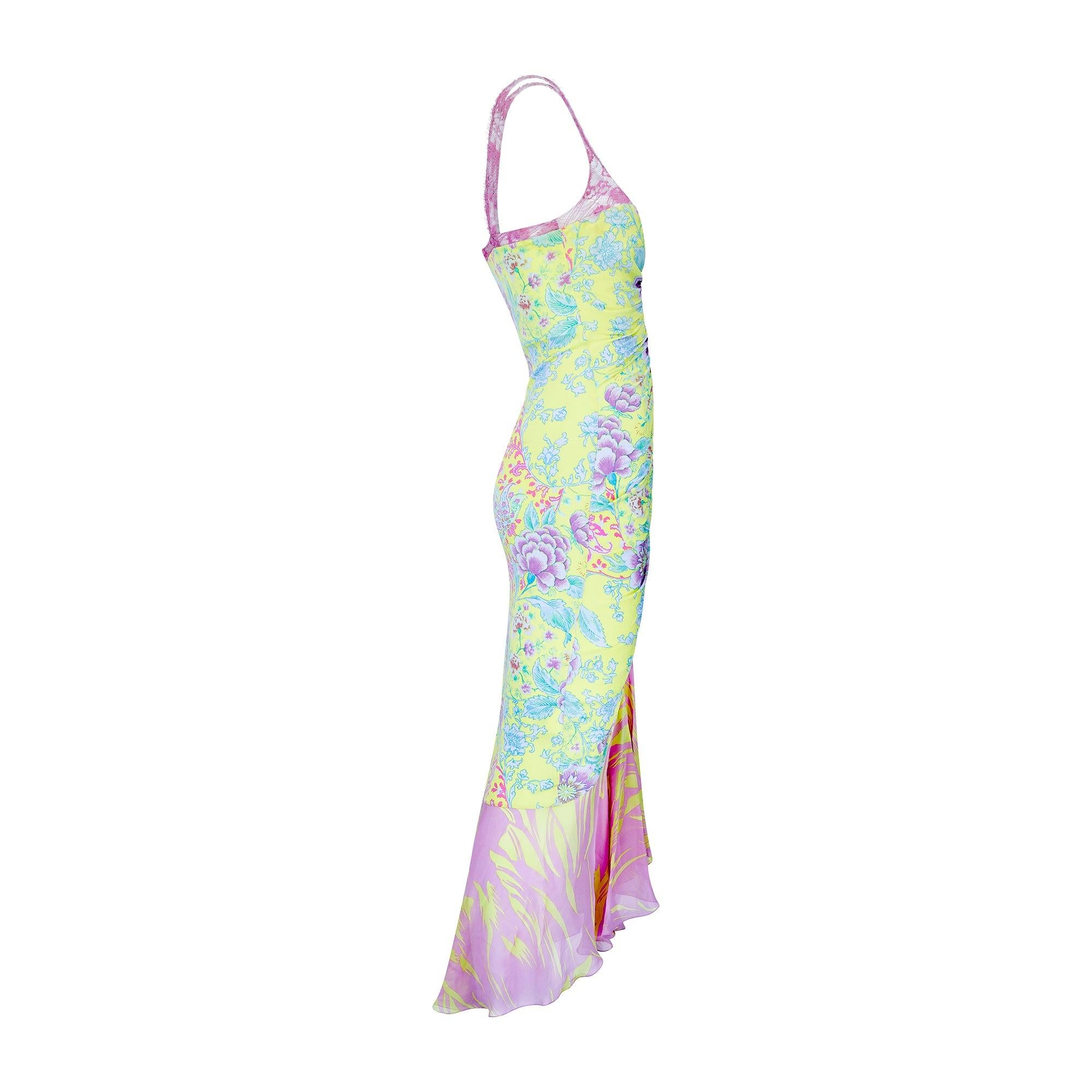 The House of Emanuel Ungaro was founded in 1965. Giambattista Valli was Creative Director at Ungaro from 1998 to 2004 and this lively slip dress dates to his reign. Tailored from a soft, stretch crepe and trimmed with rose pink lace, it brings