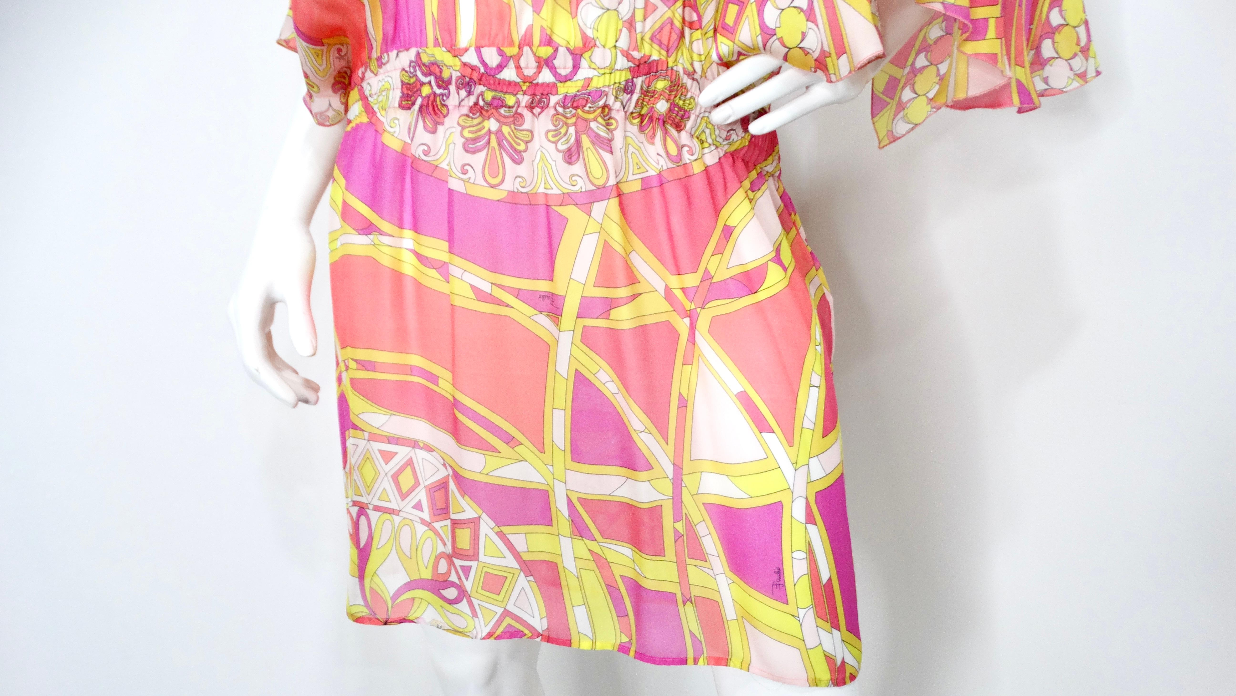Emilio Pucci - Robe dos nu en soie transparente imprimée Bon état - En vente à Scottsdale, AZ