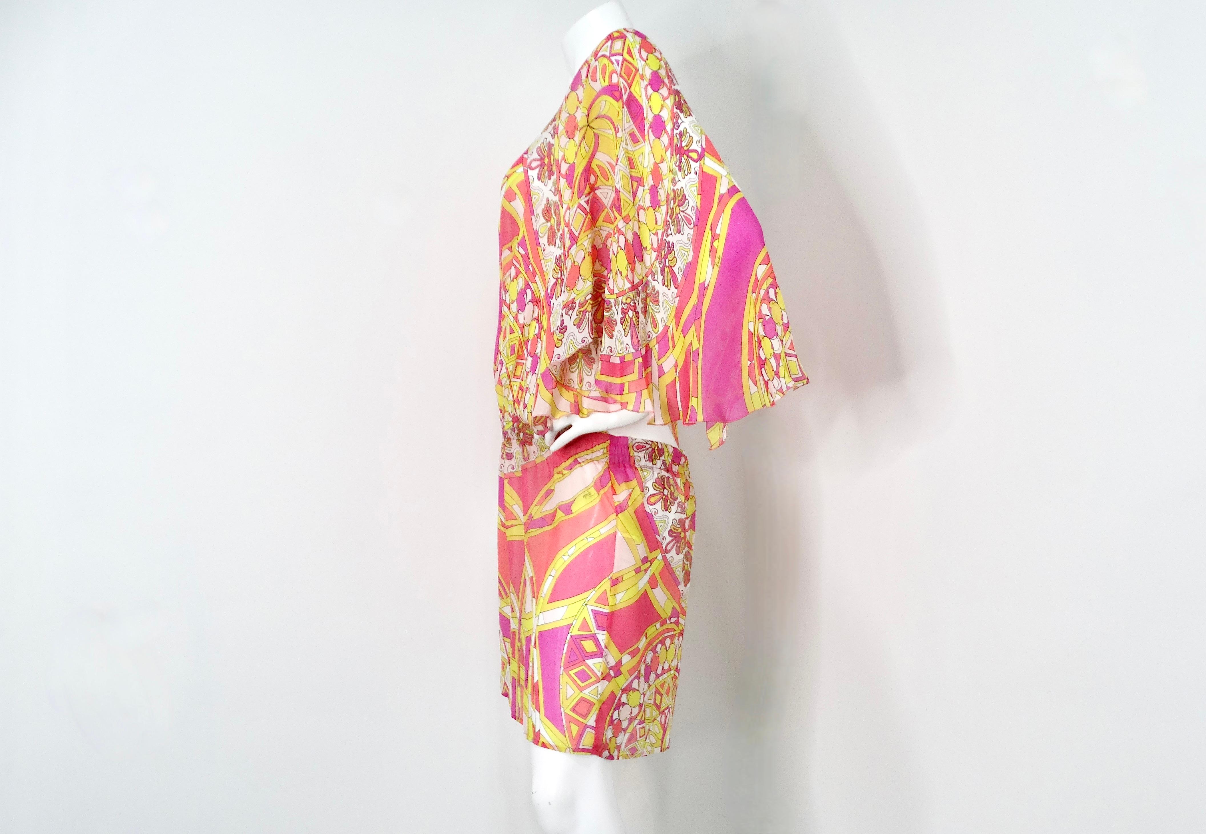 Emilio Pucci - Robe dos nu en soie transparente imprimée Pour femmes en vente