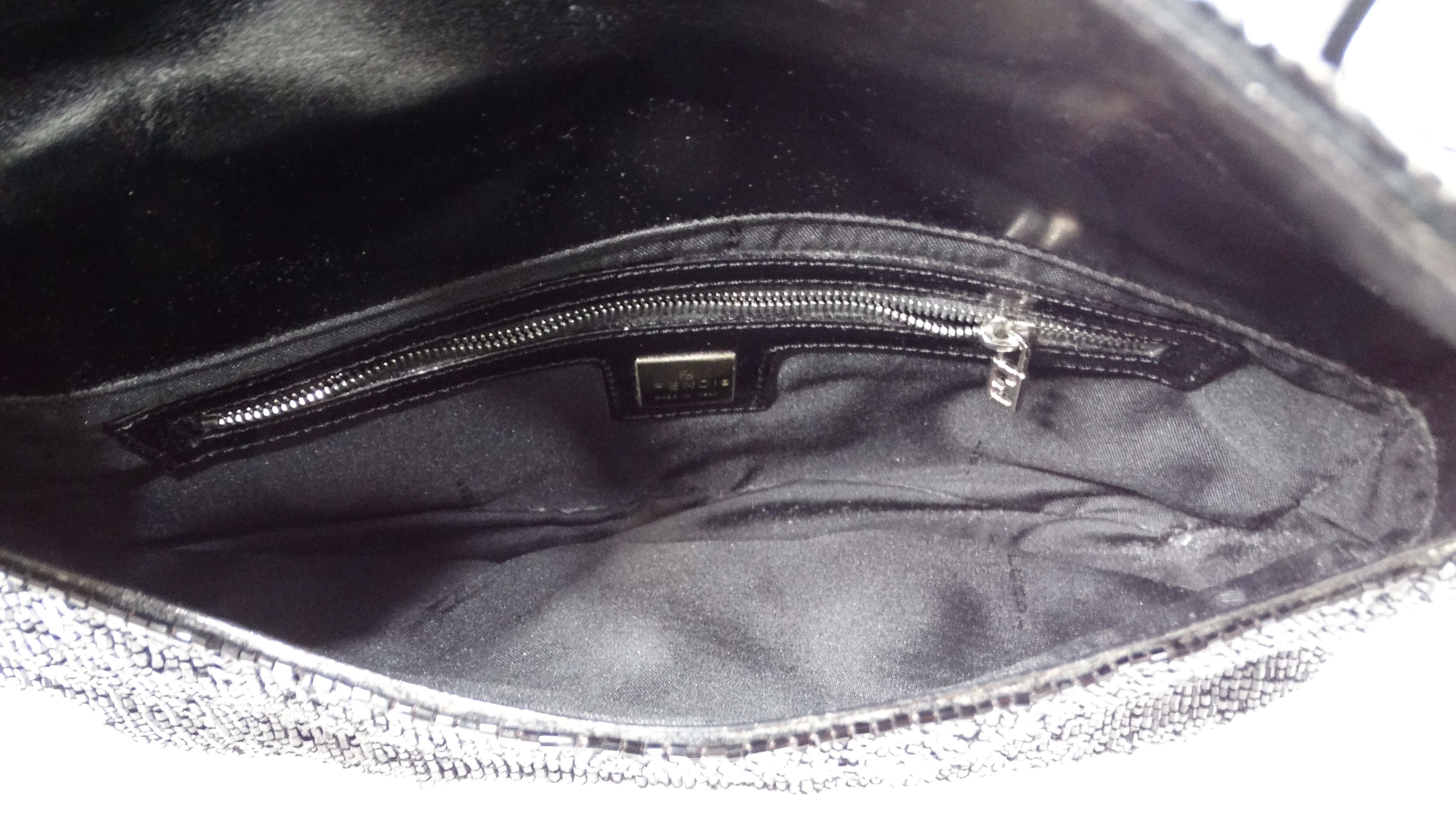 Y2K Fendi Black Beaded Baguette Shoulder Bag For Sale 6
