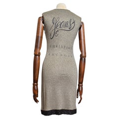 Y2k Gold Knitted Christian Lacroix Sheer lace Panelled Lamé Logo Mini Dress