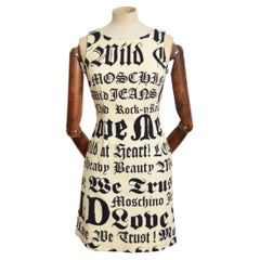 Y2K Gothic font MOSCHINO All over 2000s Rock N Roll Word print mini Shift Dress