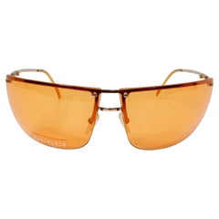 Y2K Gucci Orange Frameless Gold Tone Metal Oversized Sunglasses