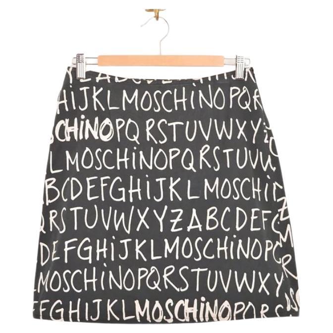 Y2k iconic 2000's Vintage Moschino 'Alphabet' Pattern Spell Out Mini Skirt For Sale