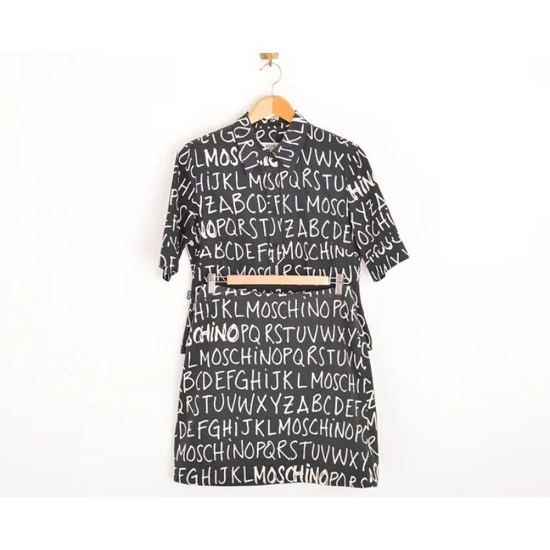 Black Y2k Iconic 2000's Vintage Moschino 'Alphabet' Spell out fitted Pattern Shirt For Sale