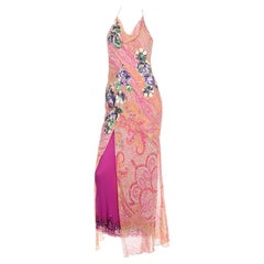Y2K Jenny Packham Silk Bias Cut Evening Slip Dress With Beading and Sequins