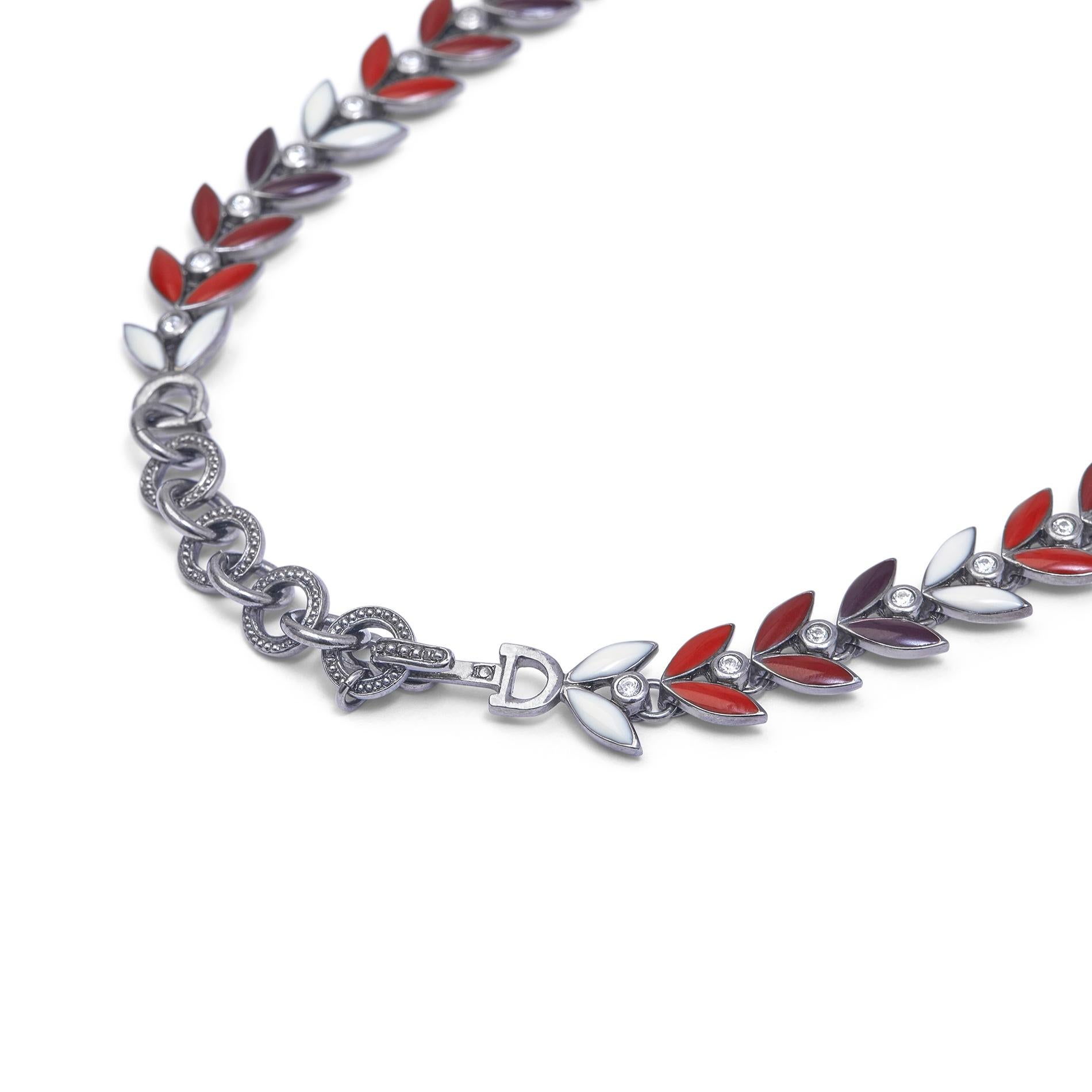 Y2K John Galliano für Christian Dior Emaille-Halskette im Stil der Belle Epoque Damen im Angebot