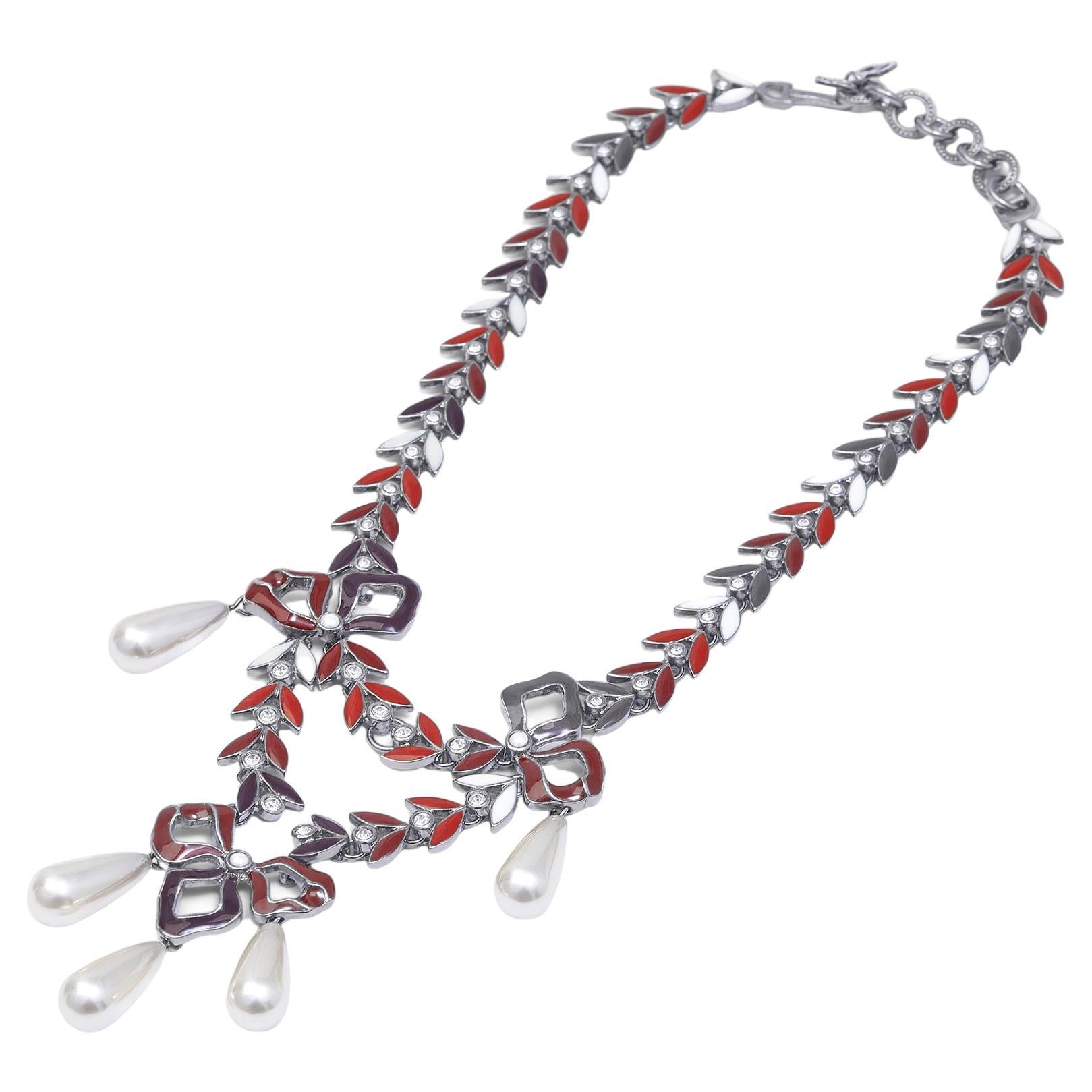 Y2K John Galliano für Christian Dior Emaille-Halskette im Stil der Belle Epoque im Angebot